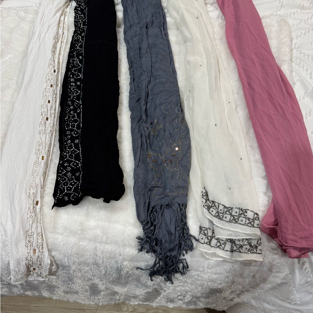 Assorted Lightweight Scarves - White, Black, Gray, Cream, Pink